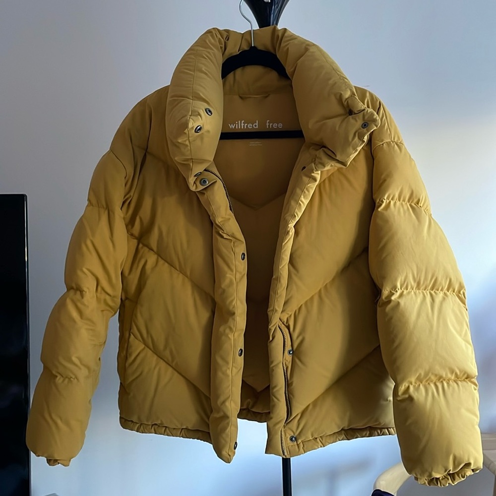 Aritiza Puffer Jacket in Mustard yellow (xxs)